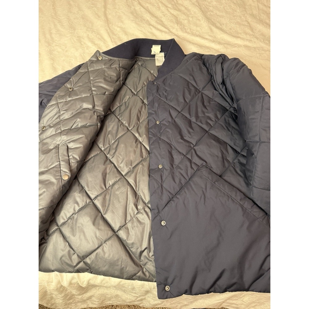 Size Large Tall Banana Republic Dark Blue Quilted Jacket Coat Reversible